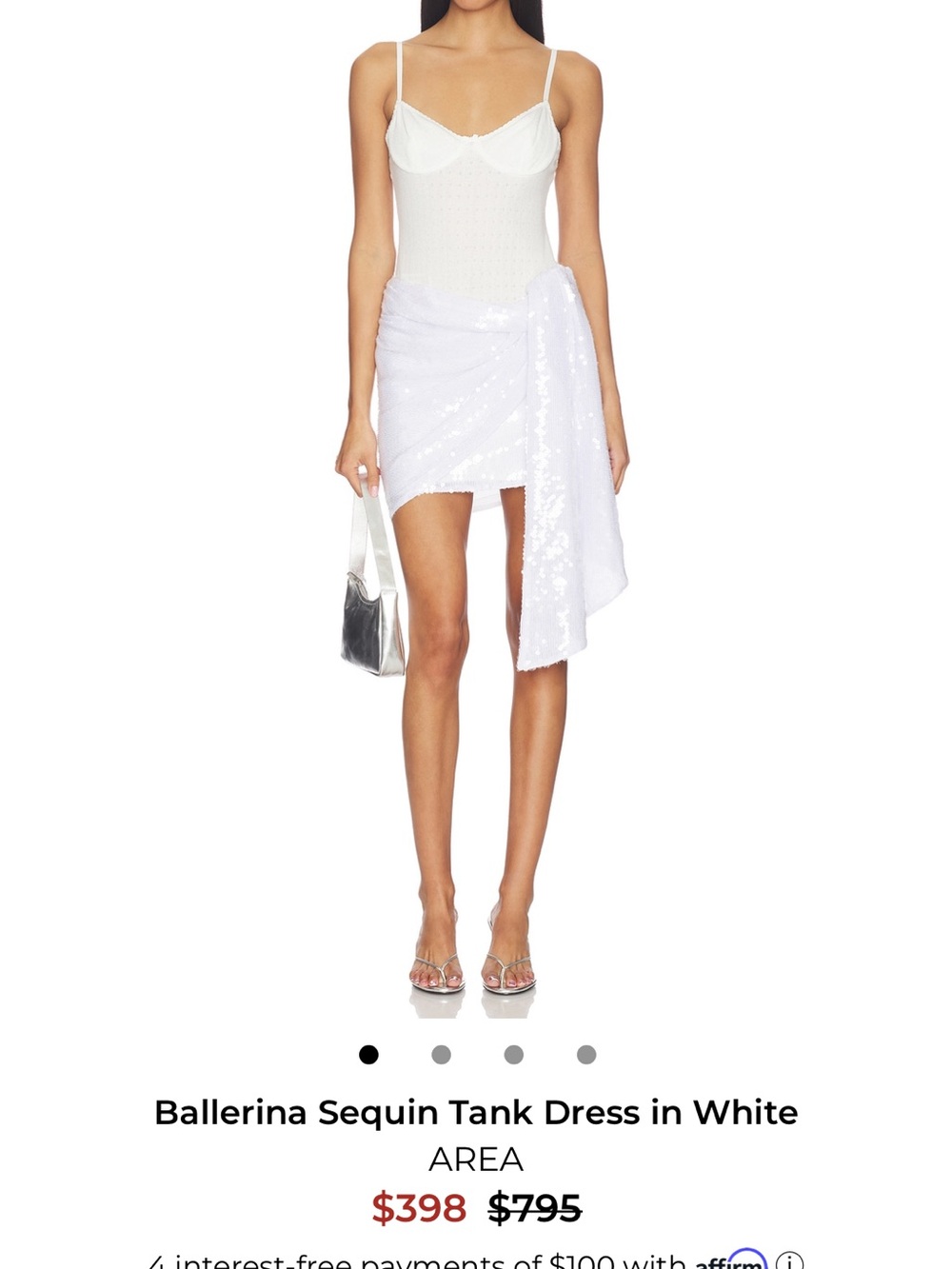 AREA White Asymmetrical Sequin Wrap Skirt - Picture 3 of 3